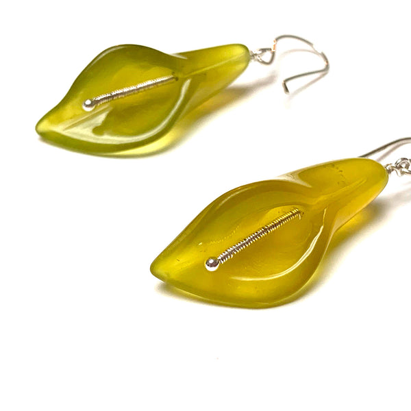 STERLING SILVER PERIDOT FLOWER EARRINGS - WARMTH AND ABUNDANCE TALISMAN