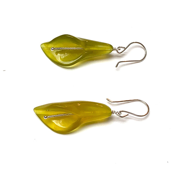STERLING SILVER PERIDOT FLOWER EARRINGS - WARMTH AND ABUNDANCE TALISMAN