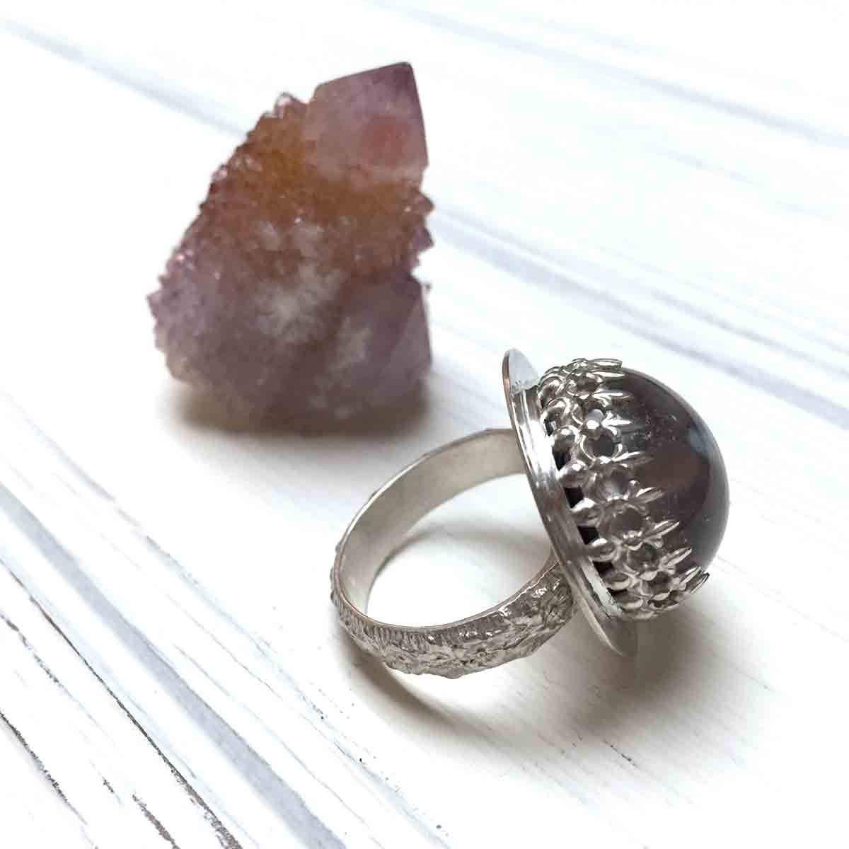 STERLING SILVER PHANTOM LODOLITE BEZEL RING - LIFE MAGNIFIED TALISMAN