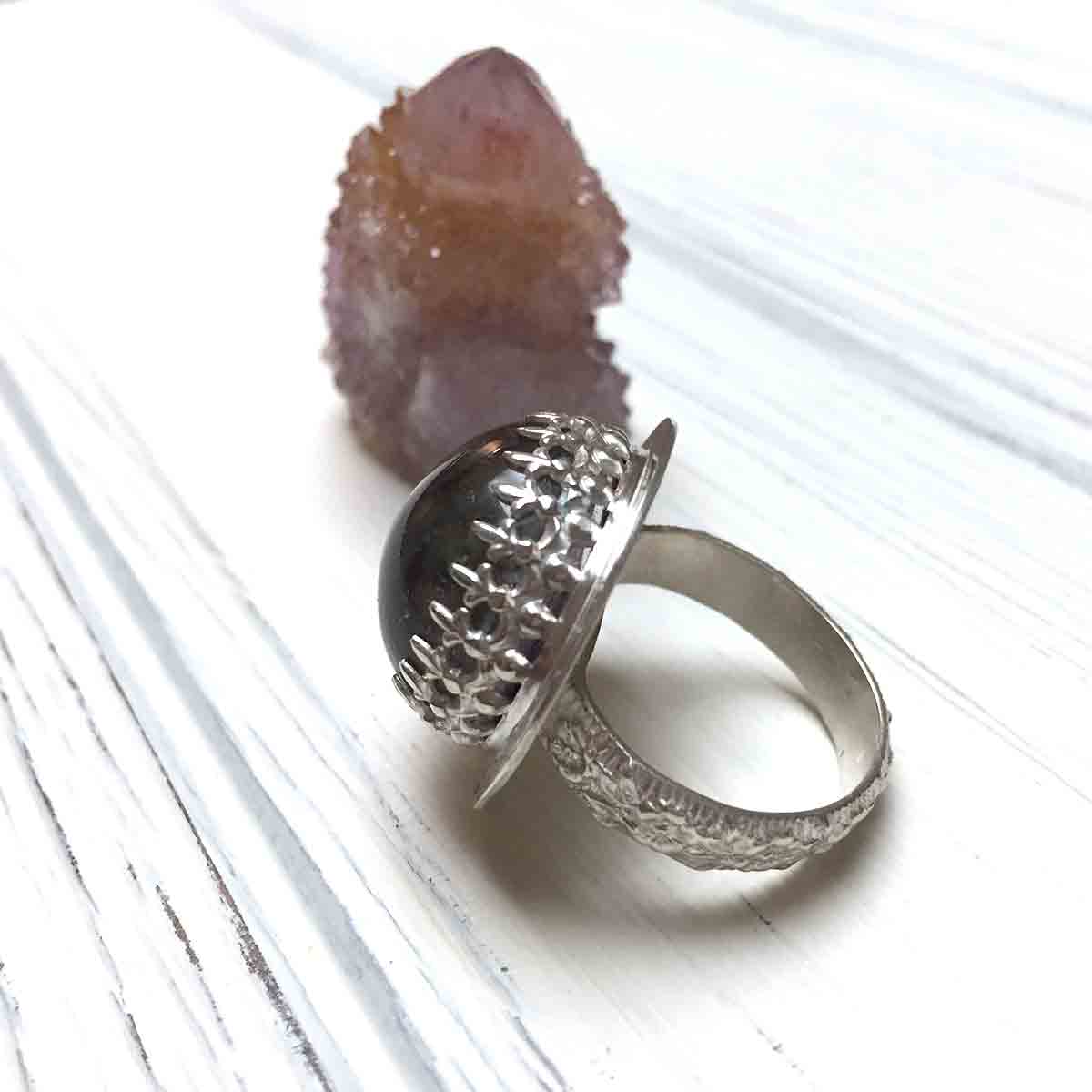 STERLING SILVER PHANTOM LODOLITE BEZEL RING - LIFE MAGNIFIED TALISMAN