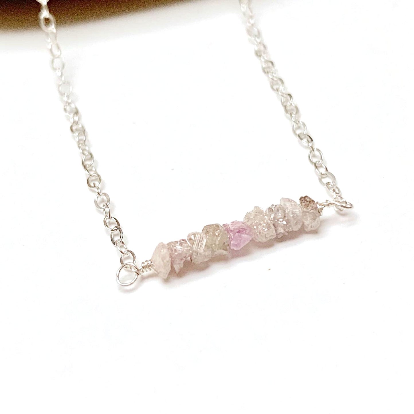 STERLING SILVER RAW DIAMOND NECKLACE - RICHNESS OF THE SELF TALISMAN