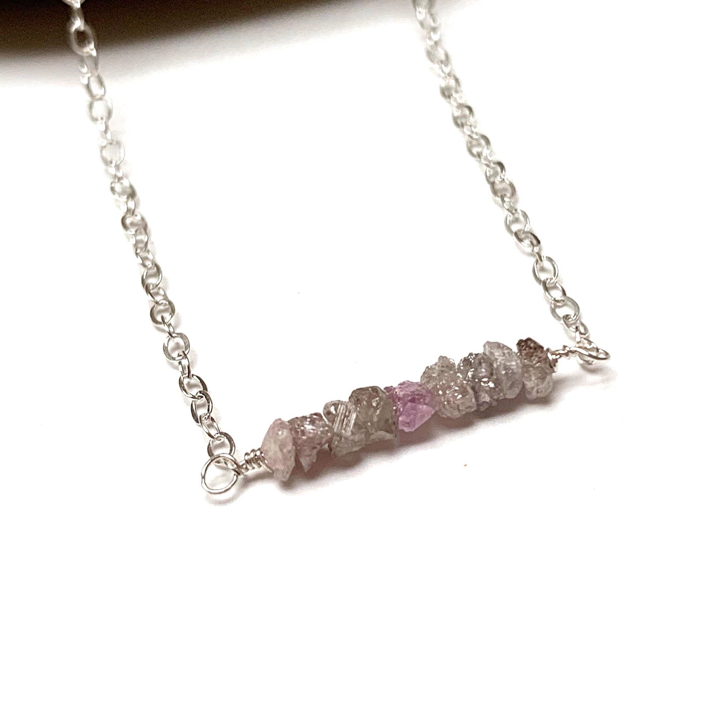 STERLING SILVER RAW DIAMOND NECKLACE - RICHNESS OF THE SELF TALISMAN