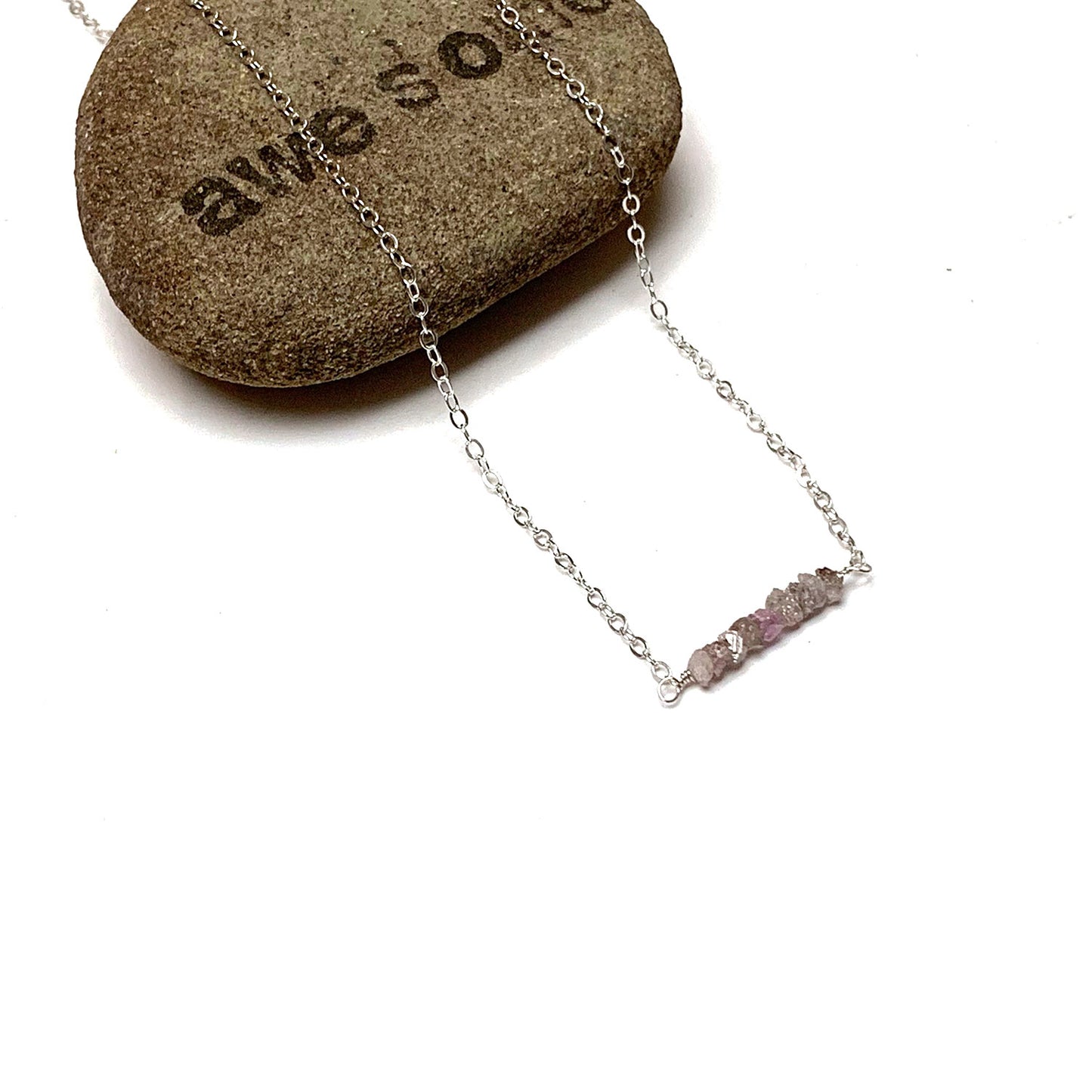 STERLING SILVER RAW DIAMOND NECKLACE - RICHNESS OF THE SELF TALISMAN