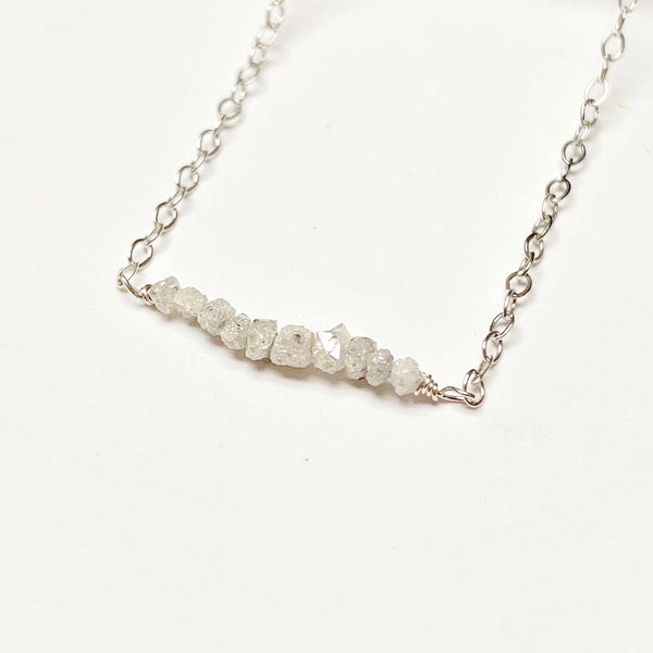 STERLING SILVER RAW DIAMOND NECKLACE - RICHNESS OF THE SELF TALISMAN