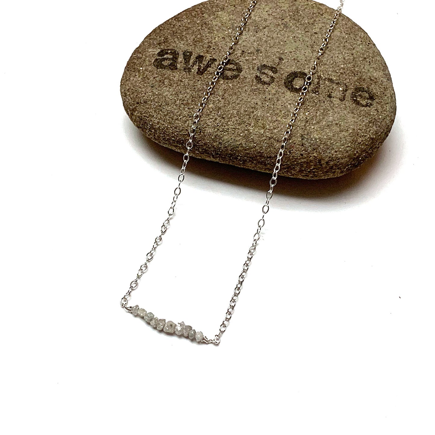 STERLING SILVER RAW DIAMOND NECKLACE - RICHNESS OF THE SELF TALISMAN