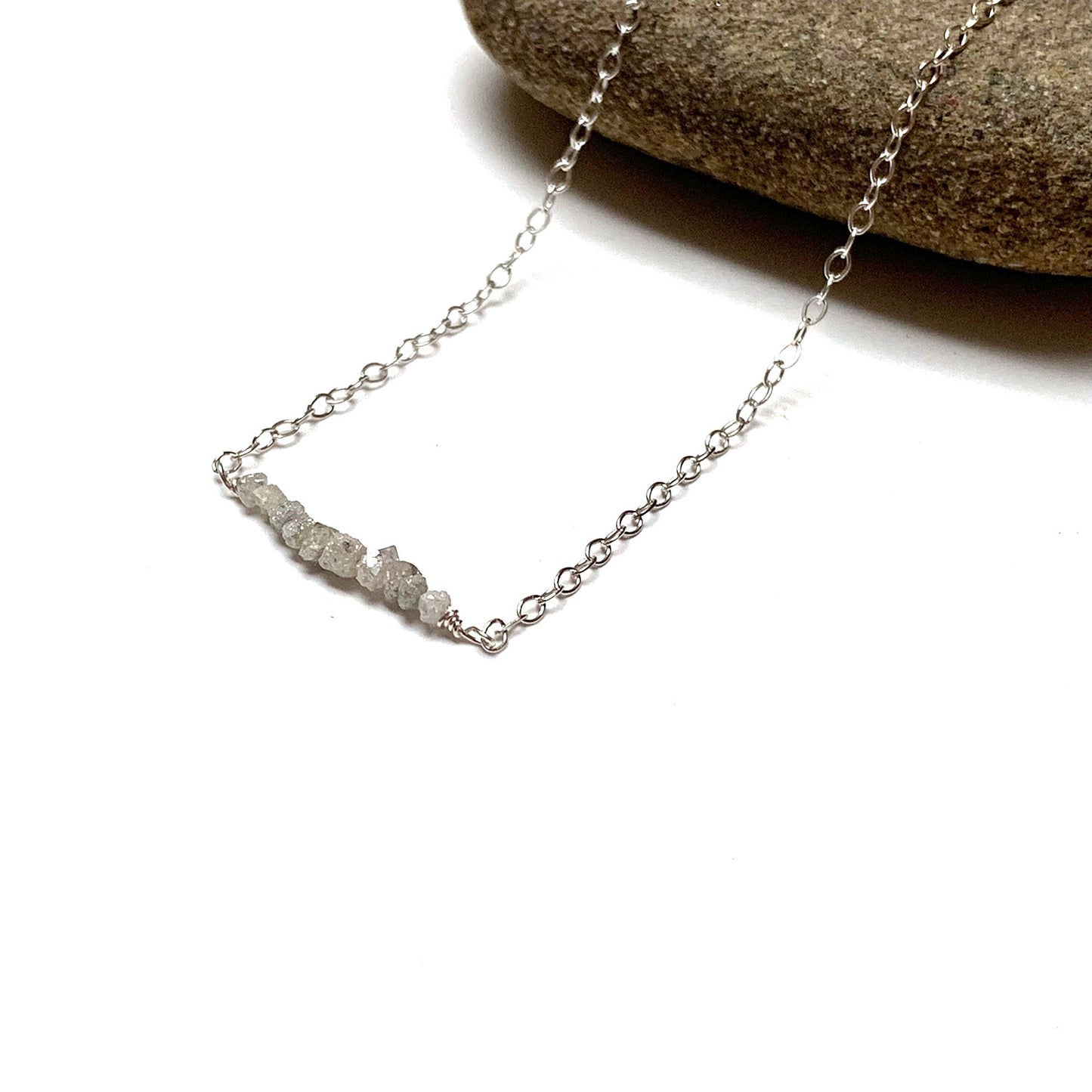 STERLING SILVER RAW DIAMOND NECKLACE - RICHNESS OF THE SELF TALISMAN