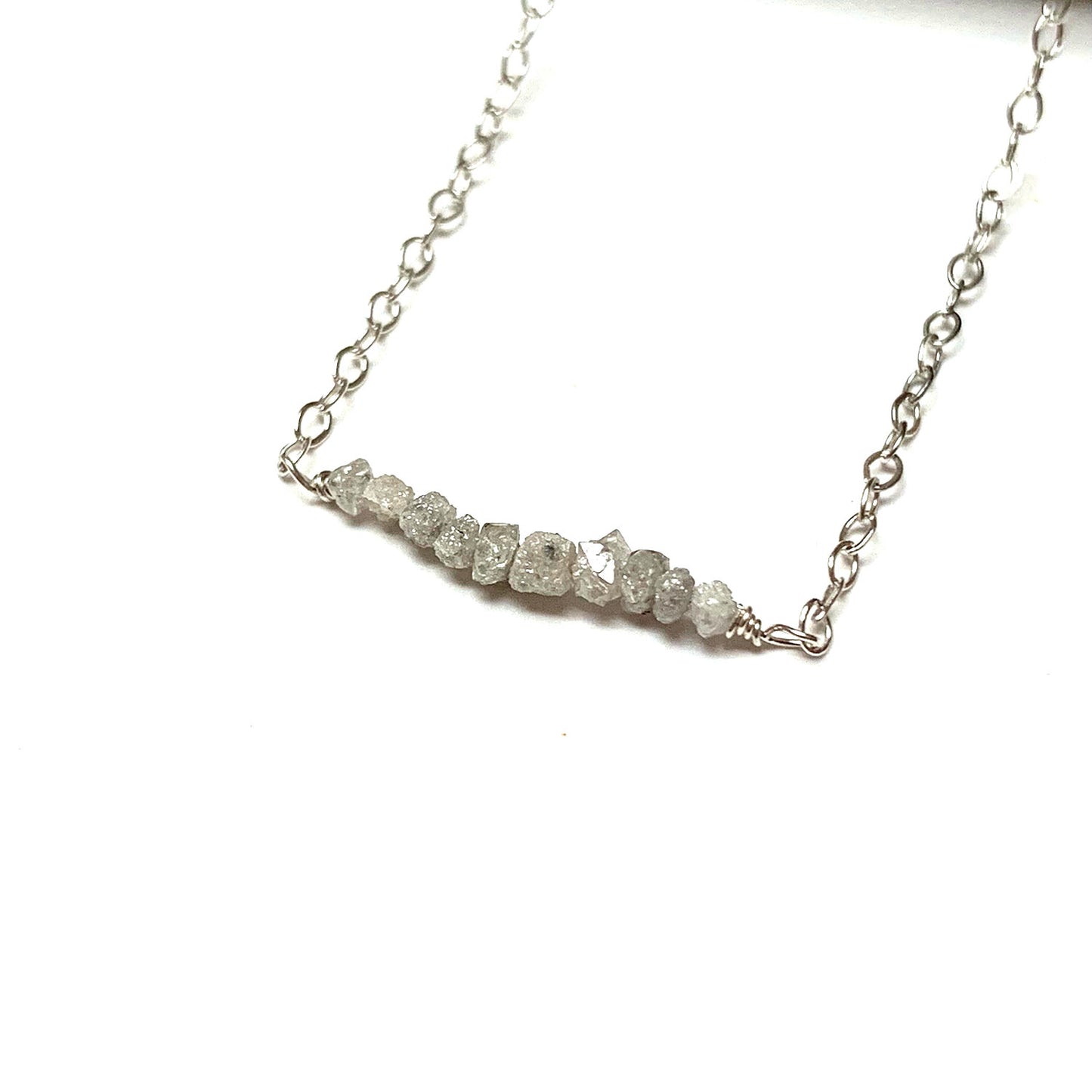 STERLING SILVER RAW DIAMOND NECKLACE - RICHNESS OF THE SELF TALISMAN