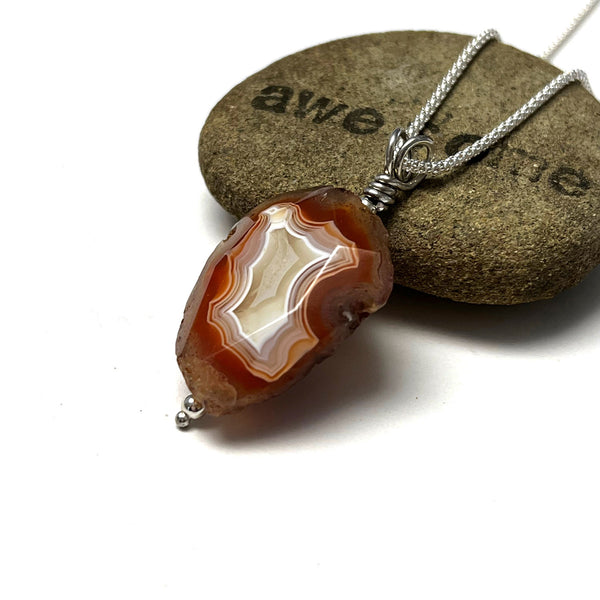 STERLING SILVER RED CONDOR AGATE NECKLACE - HAPPINESS TALISMAN
