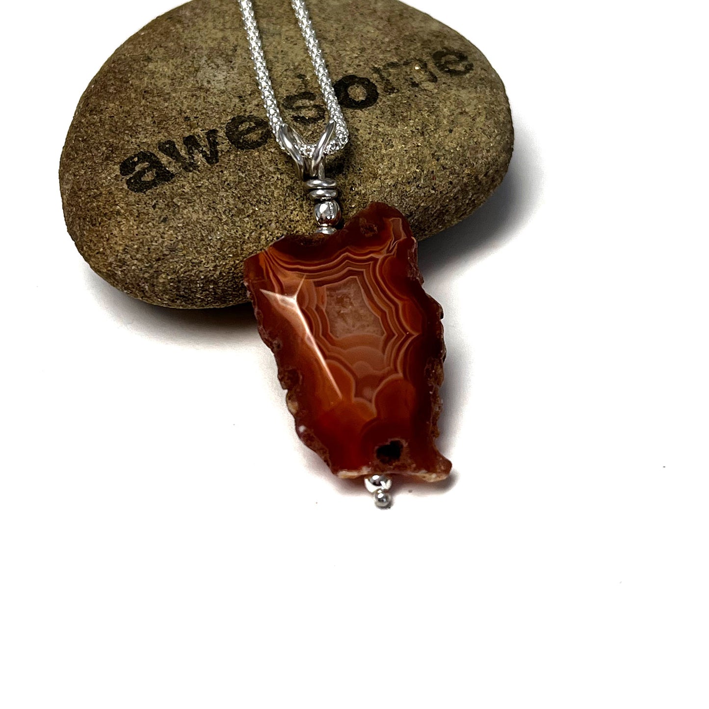 STERLING SILVER RED CONDOR AGATE NECKLACE - HAPPINESS TALISMAN