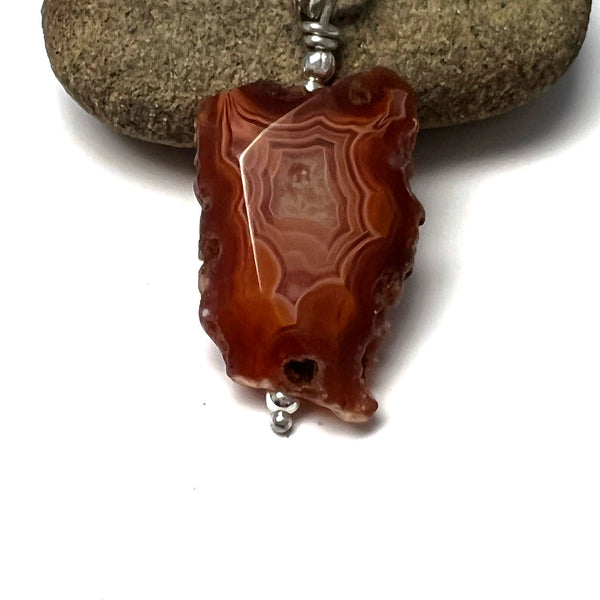 STERLING SILVER RED CONDOR AGATE NECKLACE - HAPPINESS TALISMAN