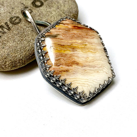 STERLING SILVER GOTHIC SUNSET JASPER NECKLACE - MOTHER EARTH TALISMAN