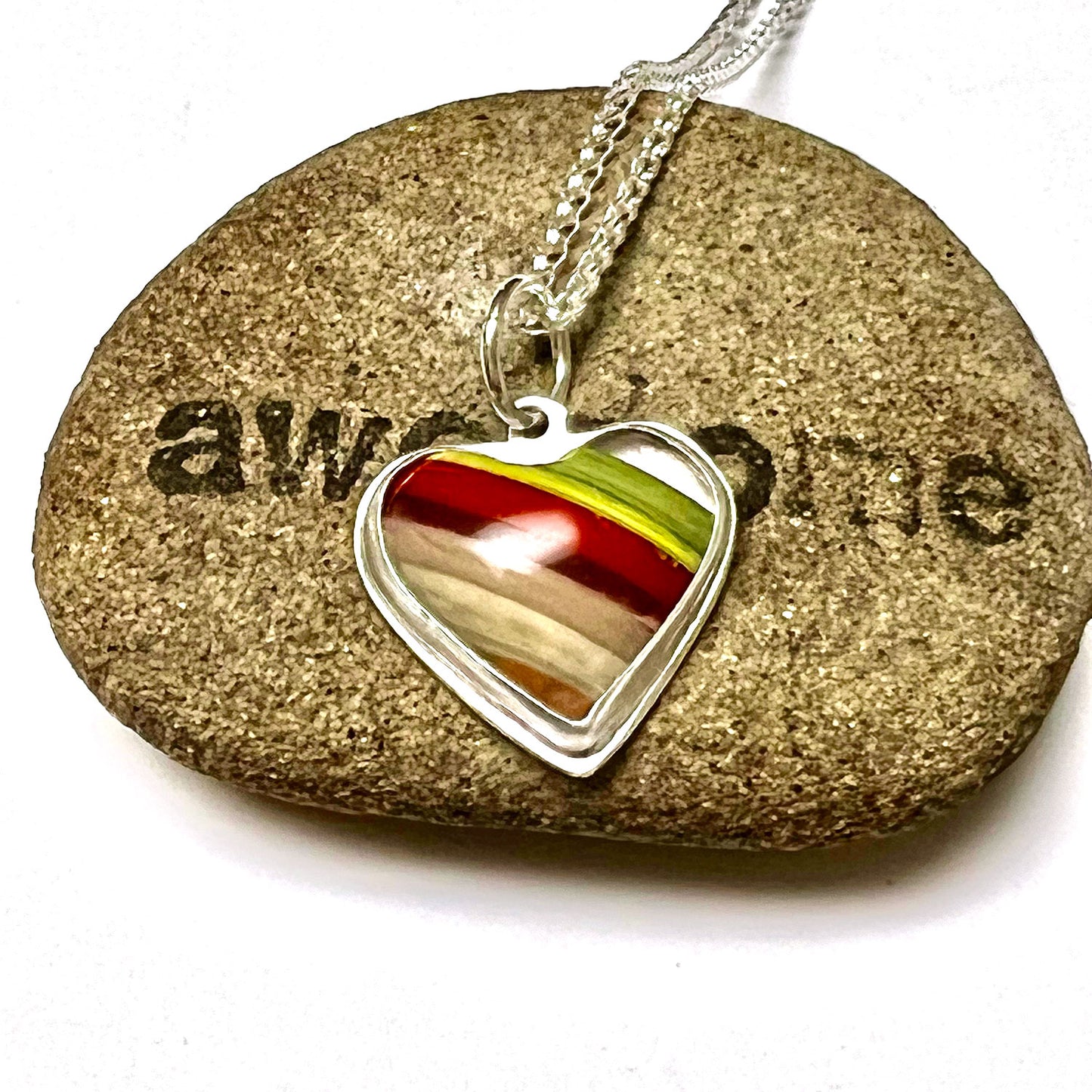 STERLING SILVER SURFITE HEART NECKLACE - TRUE LOVE TALISMAN