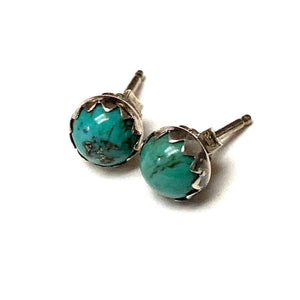 STERLING SILVER TURQUOISE POST EARRINGS - HEAVEN AND EARTH TALISMAN