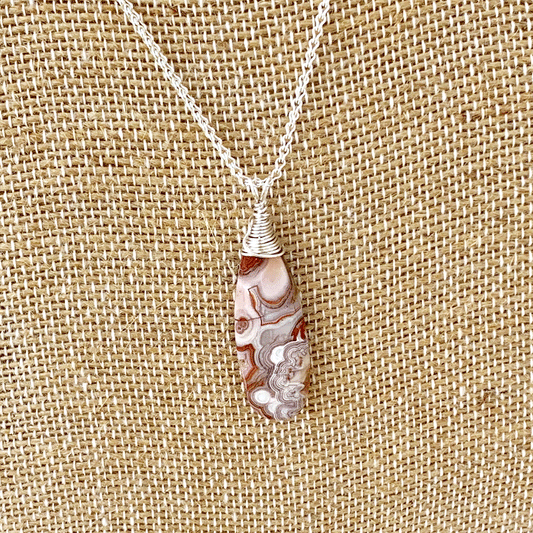 STERLING SILVER LAGUNA LACE AGATE NECKLACE - CRAZY WISDOM TALISMAN