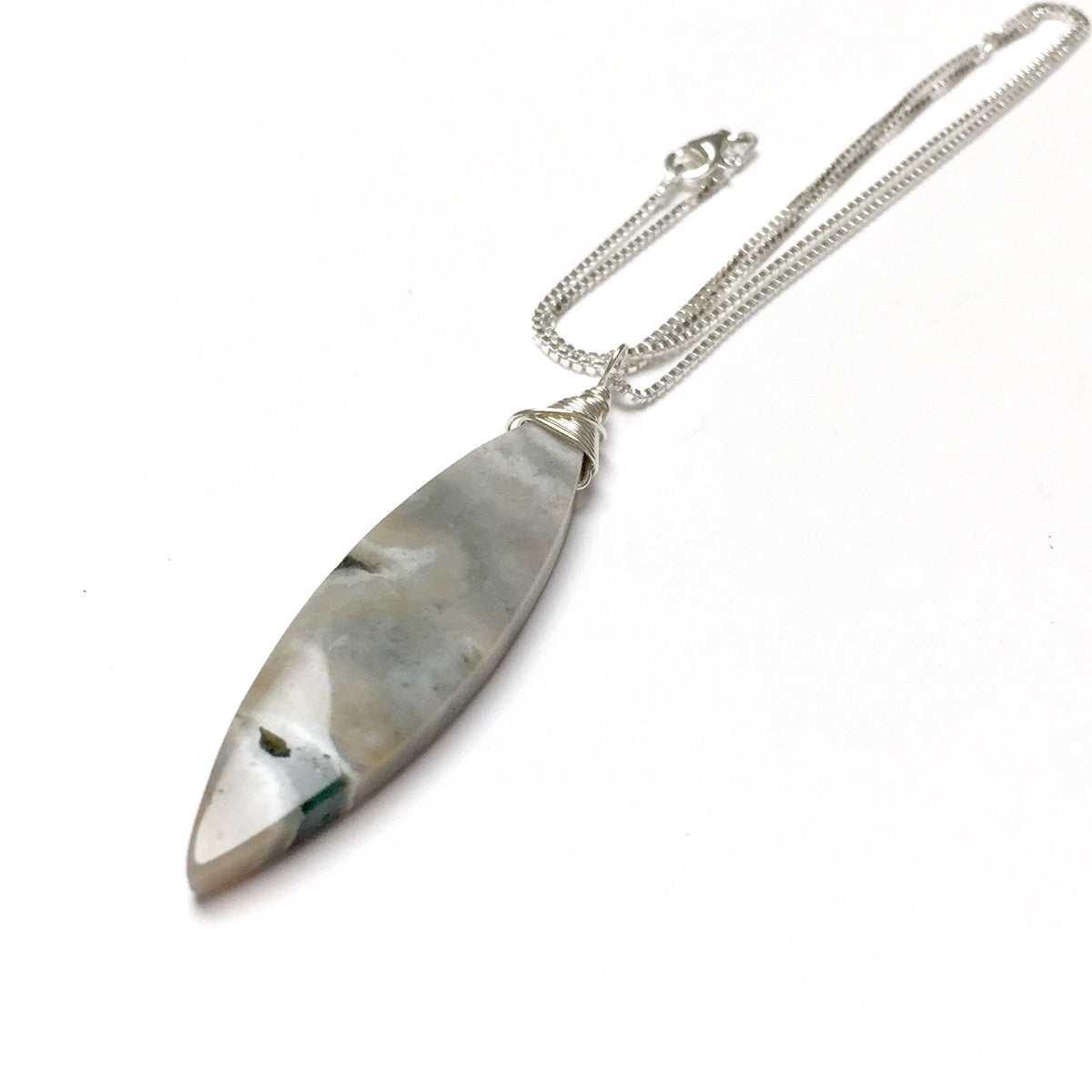 STERLING SILVER WRAPPED JASPER NECKLACE - MOTHER EARTH TALISMAN