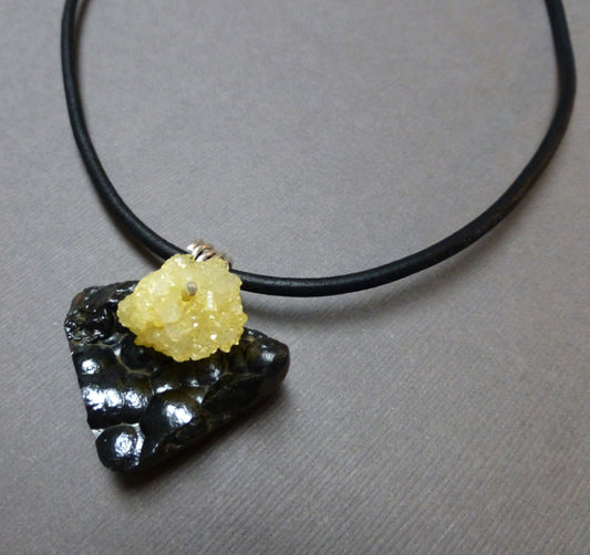 STERLING SILVER HANDMADE BOTRYOIDAL HEMATITE DRUZY NECKLACE - COURAGE TALISMAN