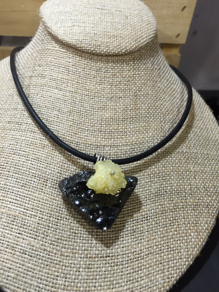 STERLING SILVER HANDMADE BOTRYOIDAL HEMATITE DRUZY NECKLACE - COURAGE TALISMAN