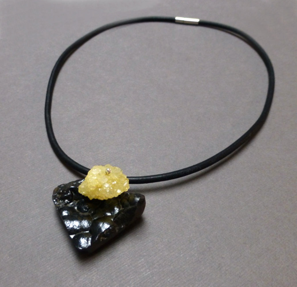 STERLING SILVER HANDMADE BOTRYOIDAL HEMATITE DRUZY NECKLACE - COURAGE TALISMAN