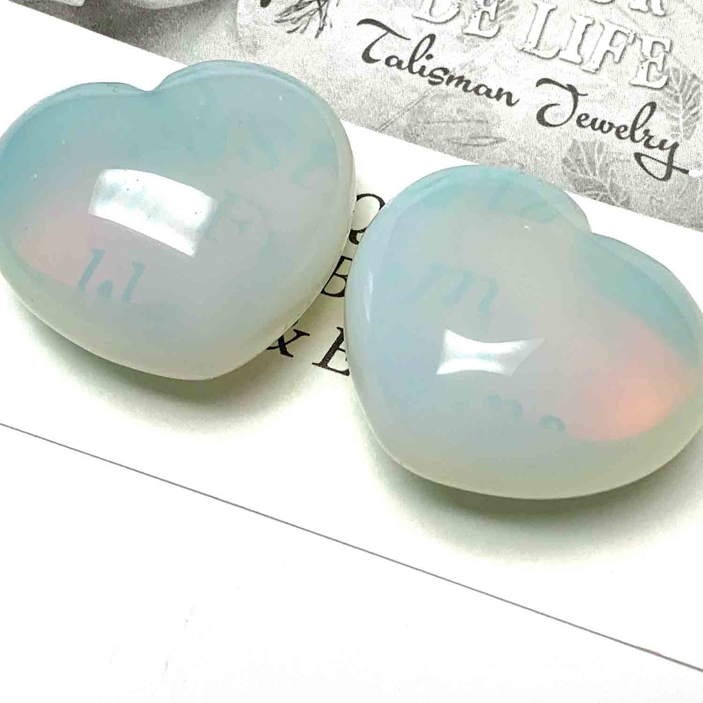 OPALITE HEART PALM STONE - EFFECTIVE COMMUNICATION TALISMAN