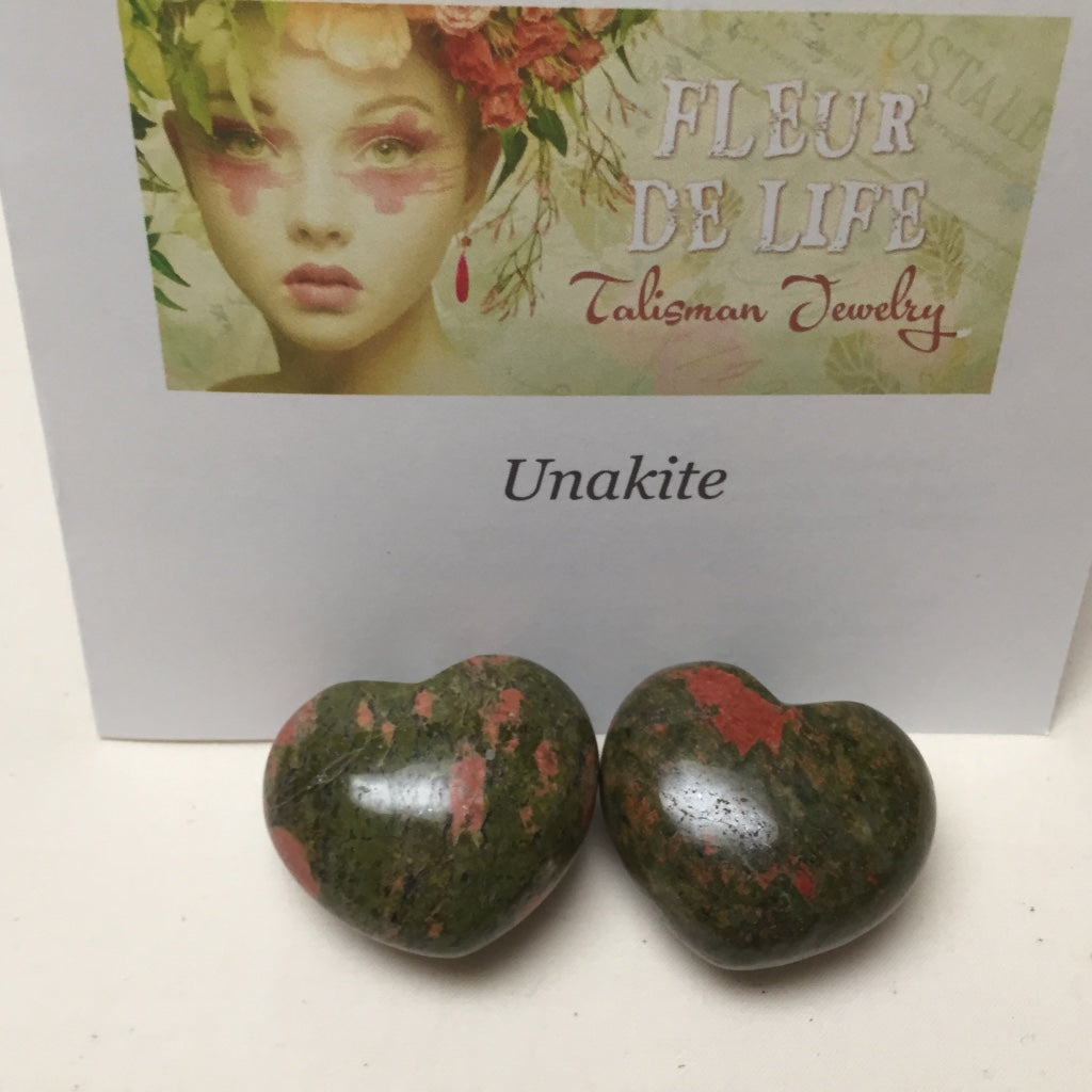 UNAKITE HEART PALM STONE - REBIRTH TALISMAN