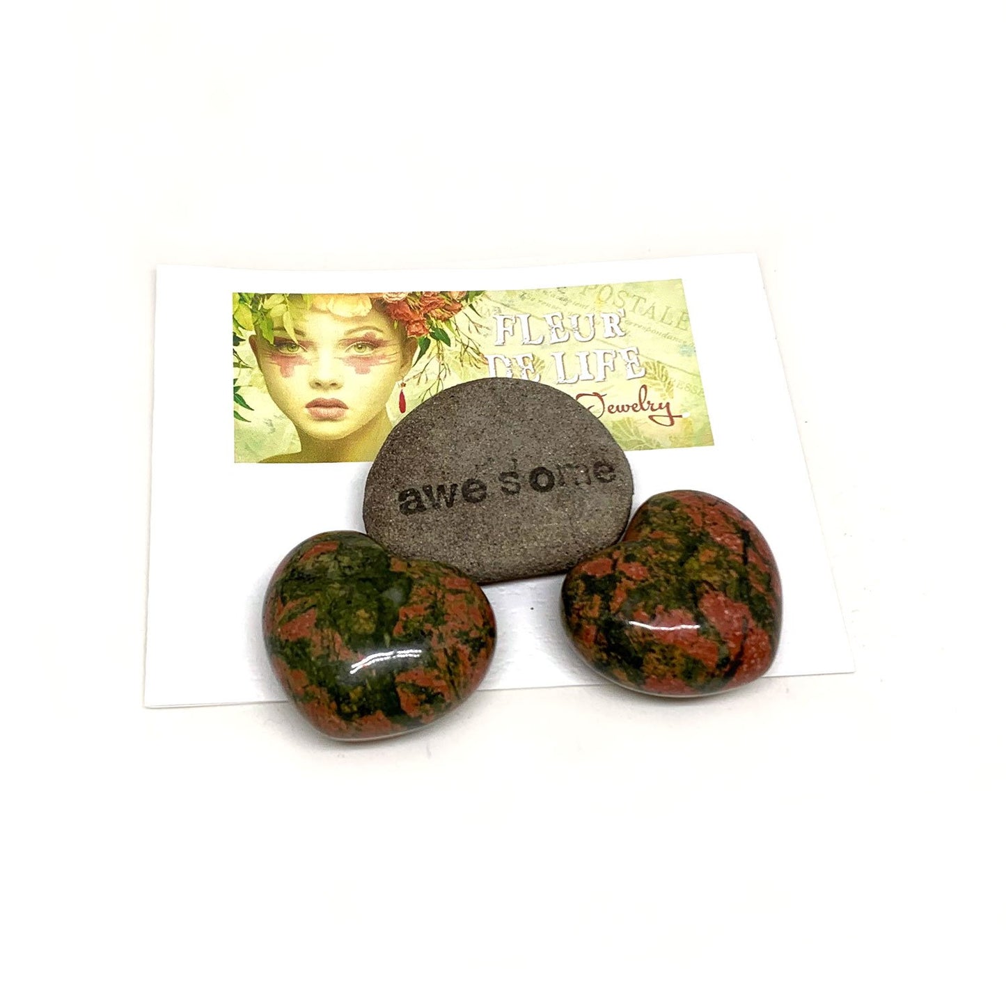 UNAKITE HEART PALM STONE - REBIRTH TALISMAN