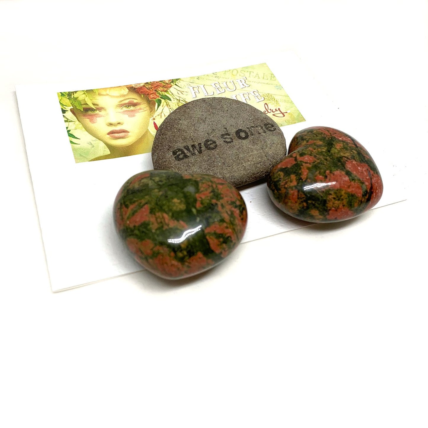 UNAKITE HEART PALM STONE - REBIRTH TALISMAN